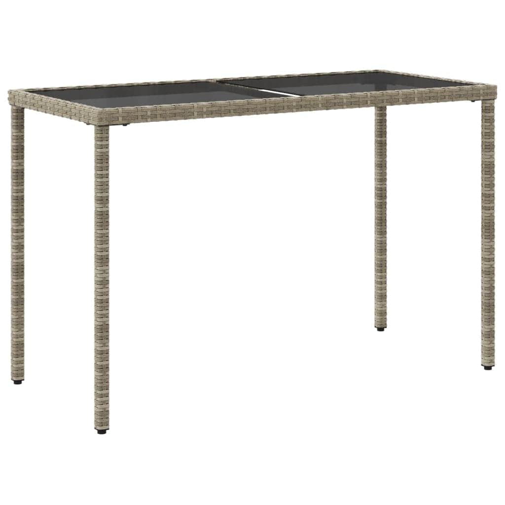 Garden Table with Glass Top Light Grey Poly Rattan