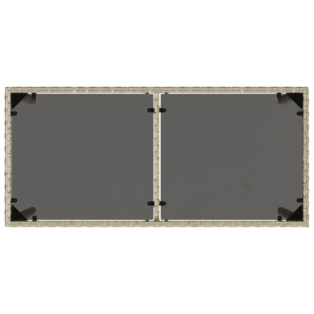 Garden Table with Glass Top Light Grey Poly Rattan