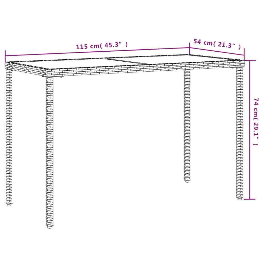 Garden Table with Glass Top Light Grey Poly Rattan