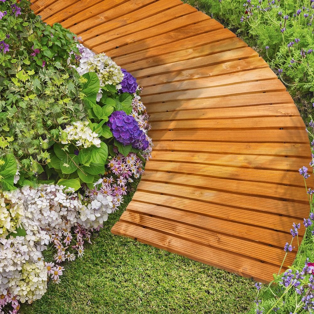 Garden Wooden Pathway 8ft Roll-Out Curved, Wooden finish - photo 16