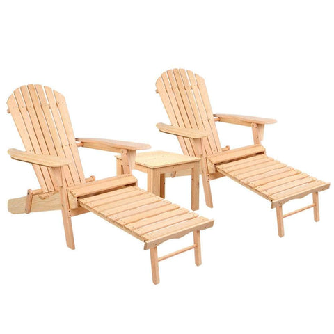 Outdoor Table And Chairs Set - Natural Wood