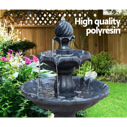 Solar Water Feature 3-Tier Fountain with Pump Kit Bird Bath 93CM Black - Fountain & Ponds Accessories