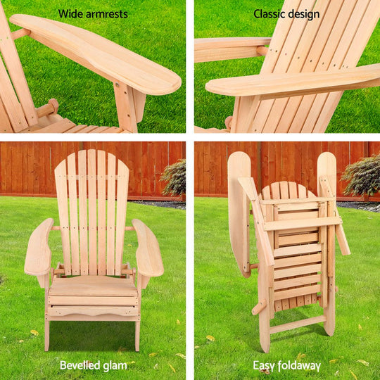 Outdoor Chairs - Natural Wood Sun Lounge - Gardeon Adirondack Chair Beach
