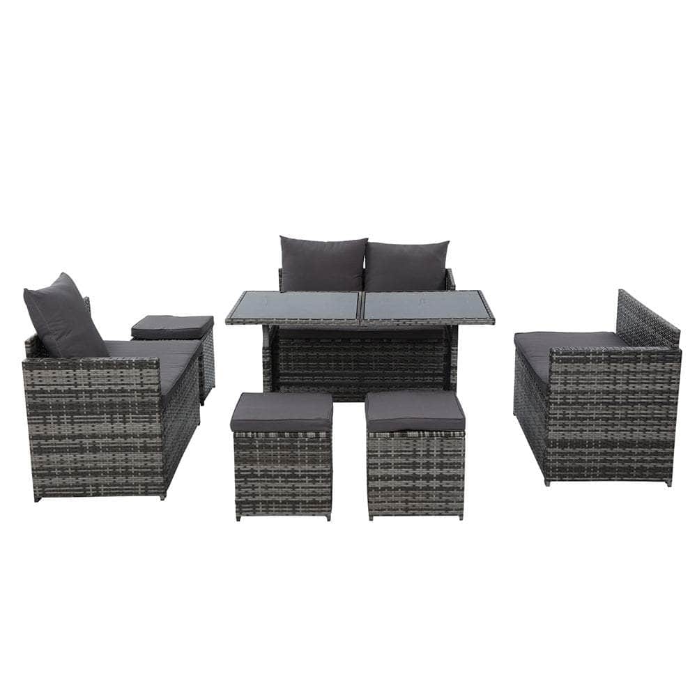 Gardeon Outdoor Furniture Dining Setting Sofa Set Wicker 9 Seater Storage Cover