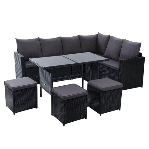 Gardeon Outdoor Furniture Dining Setting Sofa Set Wicker 9 Seater Storage Cover