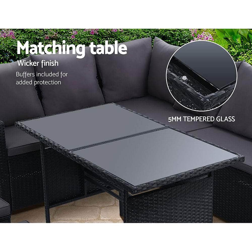 Gardeon Outdoor Furniture Dining Setting Sofa Set Wicker 9 Seater Storage Cover