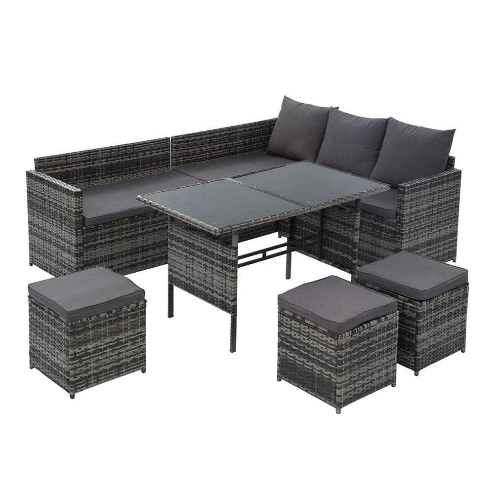 Gardeon Outdoor Furniture Dining Setting Sofa Set Wicker 9 Seater Storage Cover