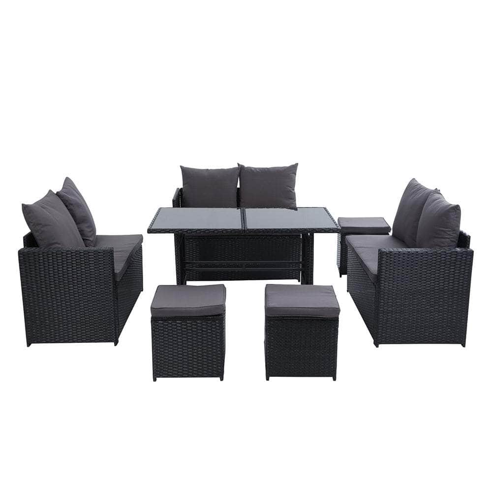 Gardeon Outdoor Furniture Dining Setting Sofa Set Wicker 9 Seater Storage Cover