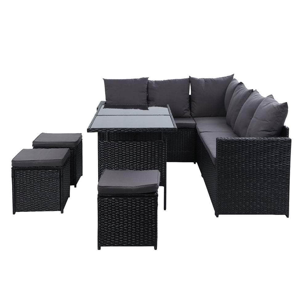 Gardeon Outdoor Furniture Dining Setting Sofa Set Wicker 9 Seater Storage Cover