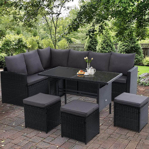 Gardeon Outdoor Furniture Dining Setting Sofa Set Wicker 9 Seater Storage Cover