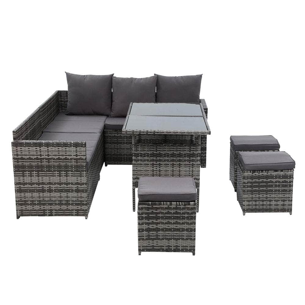 Gardeon Outdoor Furniture Dining Setting Sofa Set Wicker 9 Seater Storage Cover