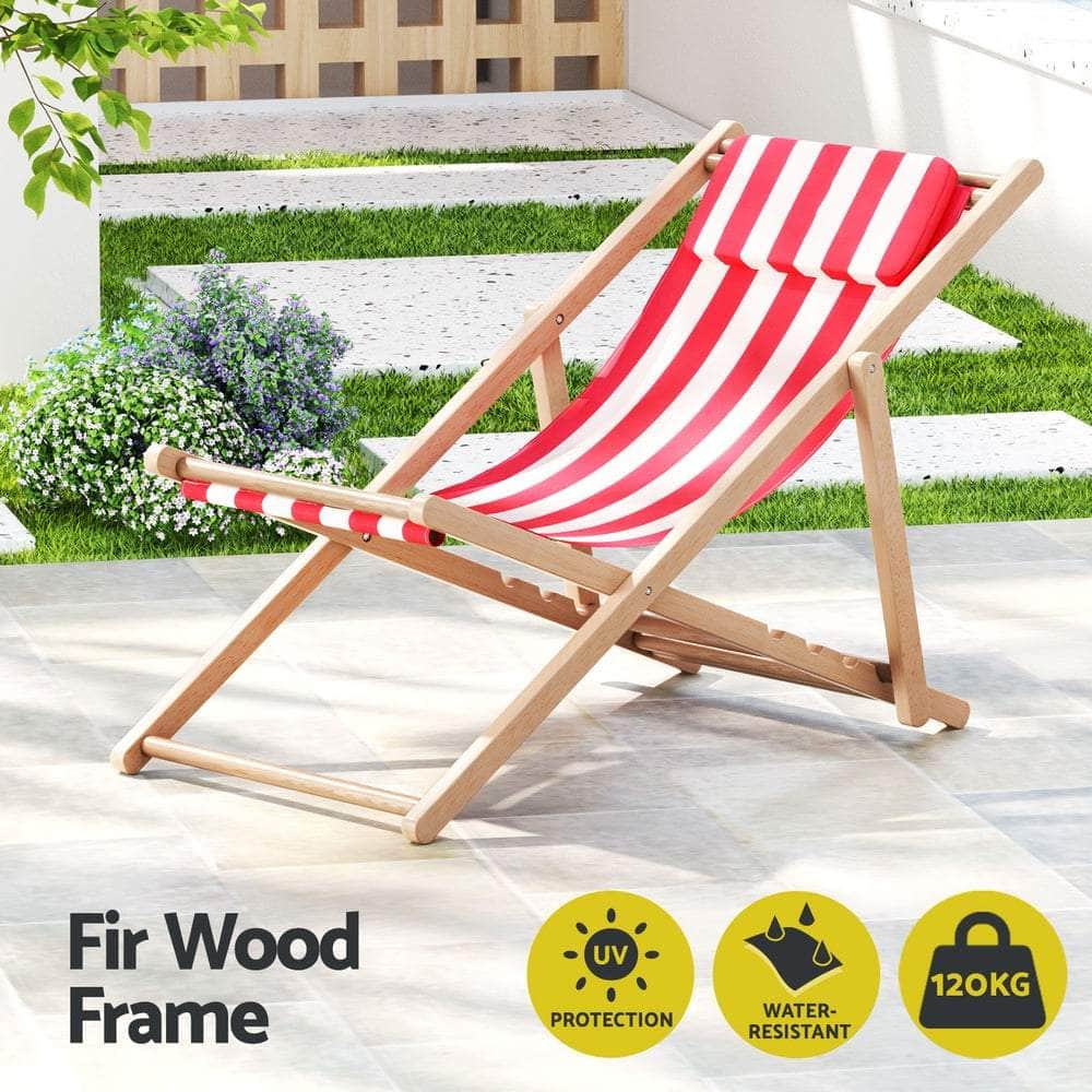 Gardeon Outdoor Furniture Sun Lounge Wooden Beach Chairs Deck Chair Folding Patio