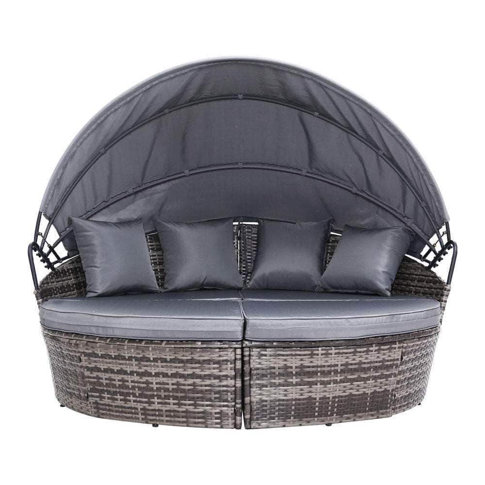 Gardeon Outdoor Lounge Setting Patio Furniture Sofa Wicker Garden Rattan Set Day Bed Grey