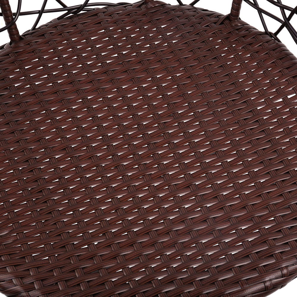 3Pc Bistro Set Outdoor Furniture Rattan Table Chairs Patio Garden Cushion Brown - Gardeon Chair Odf Round