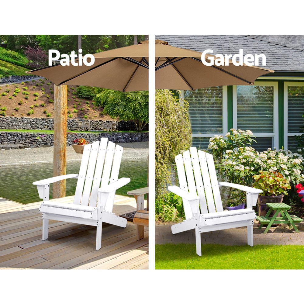 Gardeon Outdoor Sun Lounge Beach Chairs Table Setting Wooden Adirondack Patio Chair White, Outdoor Sofas & L - photo 28