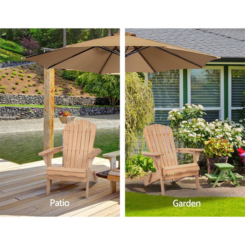 Patio Furniture Outdoor Chairs Beach Chair Wooden Adirondack Garden Lounge 2PC | Wooden finish
