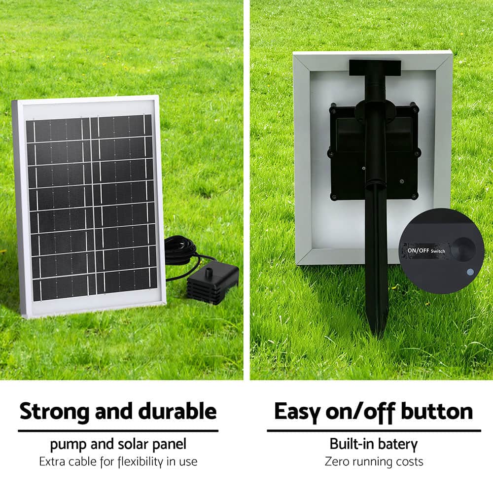 Gardeon Solar Fountain Water Feature Outdoor Fountain Indoor 3-Tier Bowl Cascading Grey