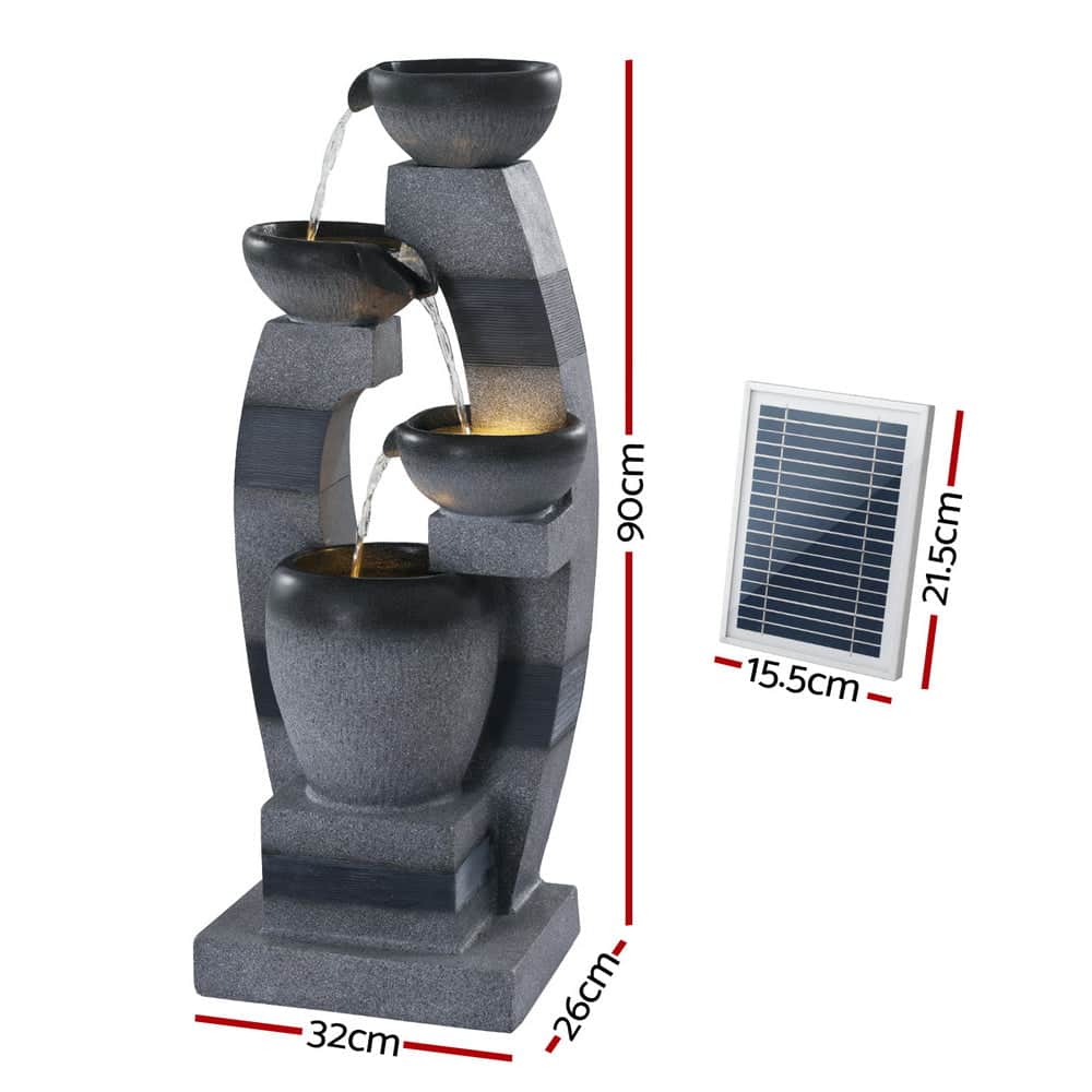 Fountain & Ponds Accessories - Gardeon Solar Fountain Water Feature Outdoor Fountain Indoor 3-Tier Bowl Casc - photo 11