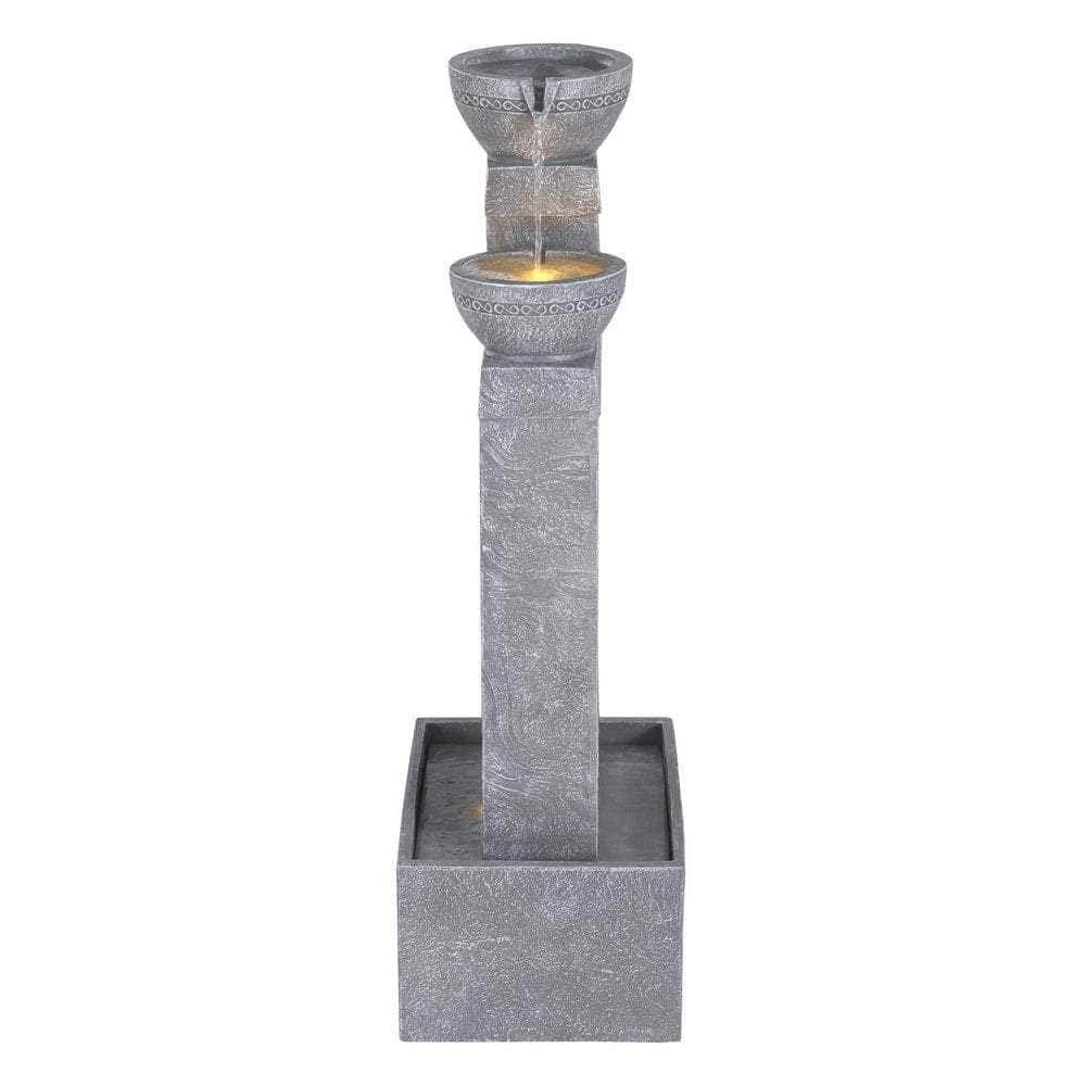 Gardeon Solar Fountain Water Feature Outdoor Fountain Indoor 3-Tier Cascading Grey