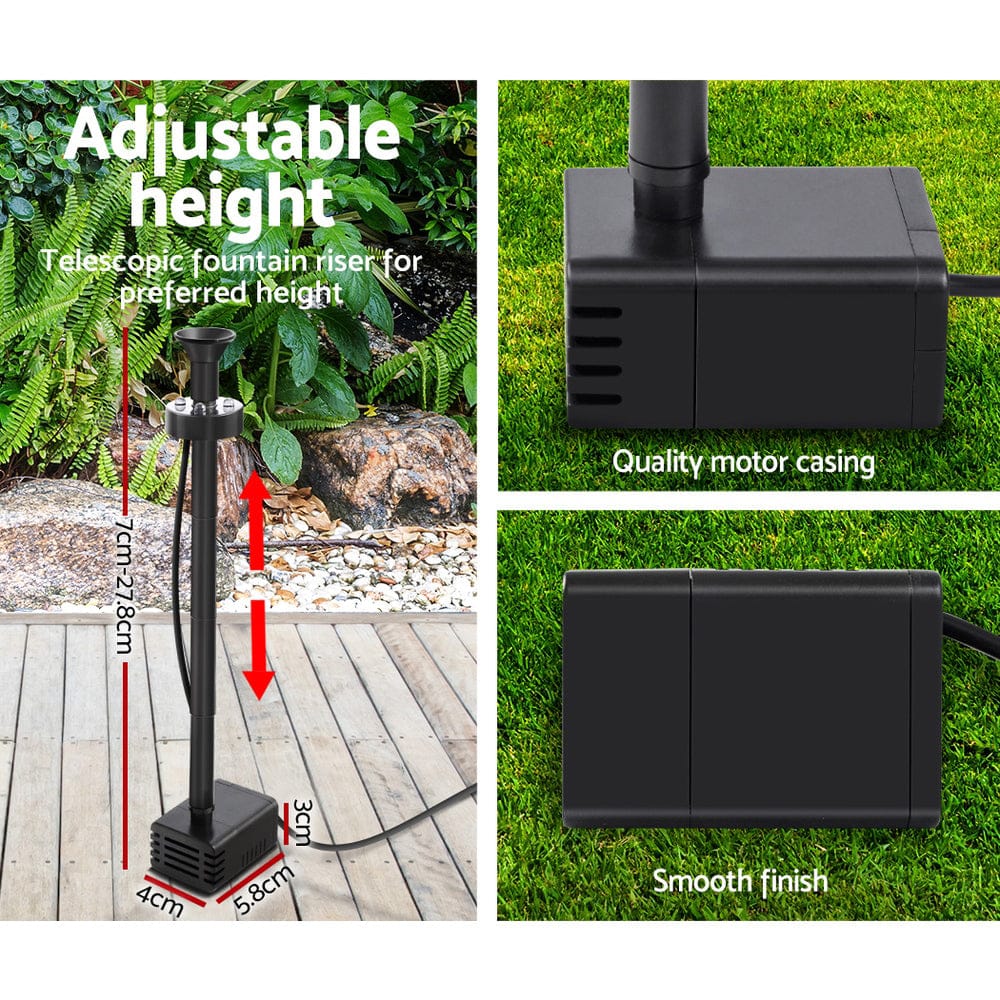 Solar Pond Pump With Battery Kit Led Lights 4.3Ft | Gardeon Powered Garden Water