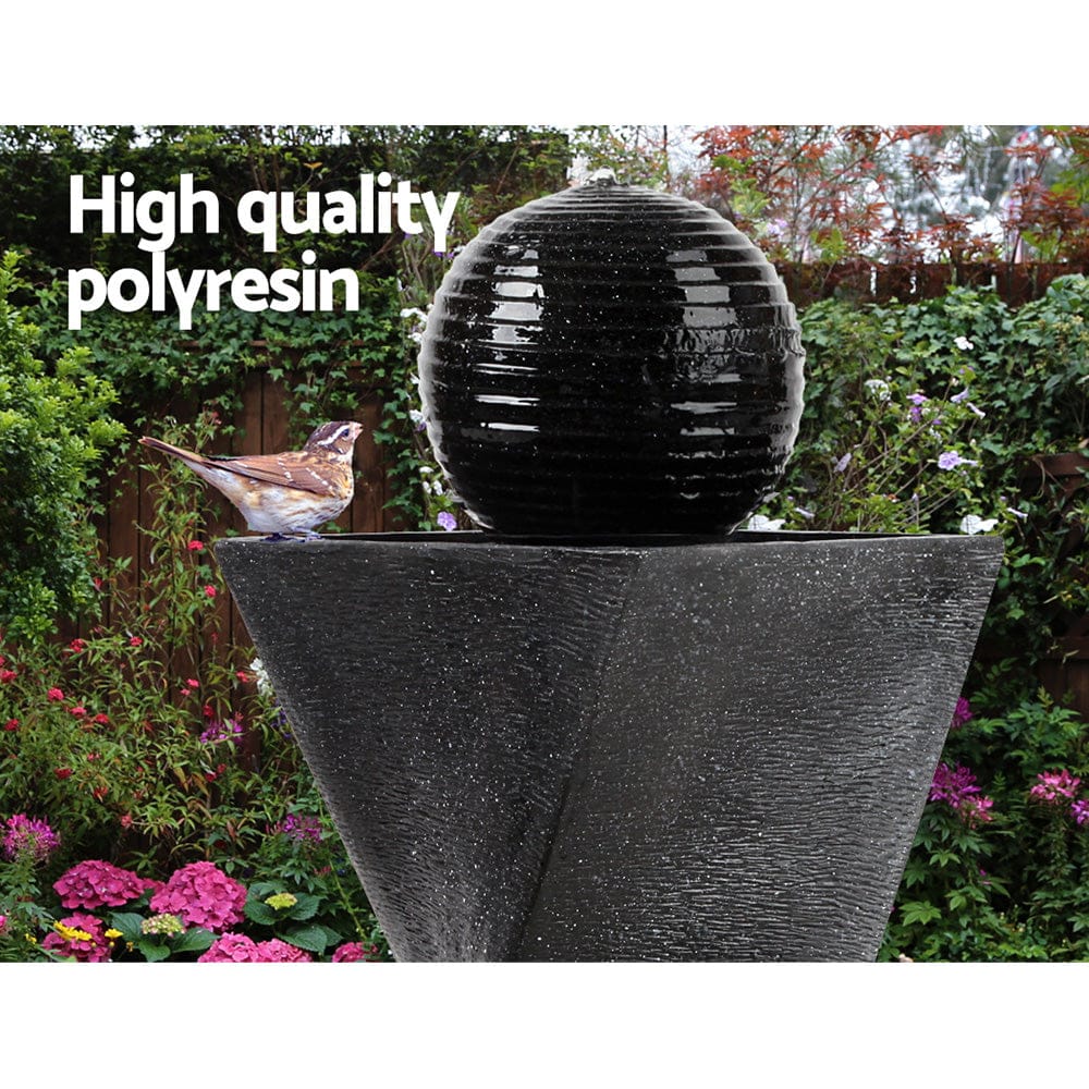 Fountain & Ponds Accessories - Solar Water Feature Black 85cm with LED Lights Outdoor Fountain
