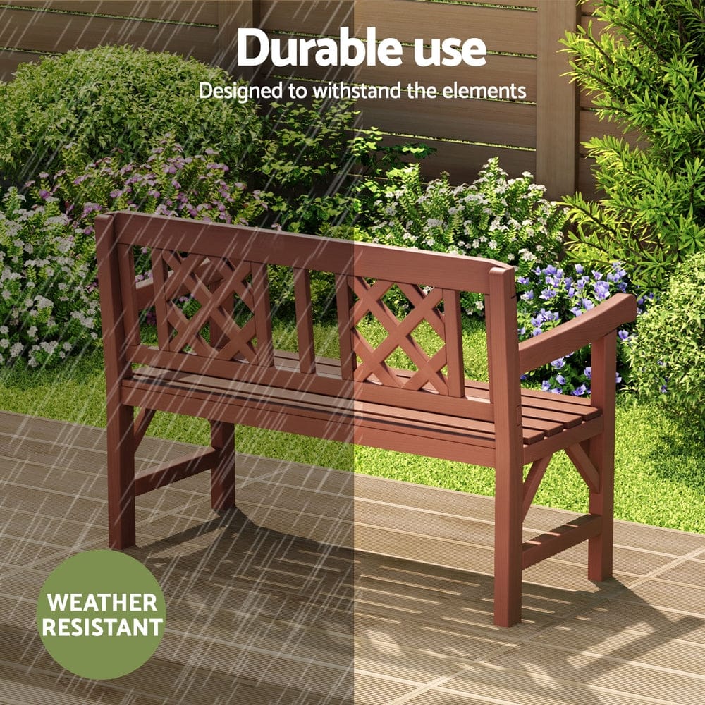 Wooden Garden Bench 2 Seat Patio Furniture Timber Outdoor Lounge Chair Natural | Wooden finish