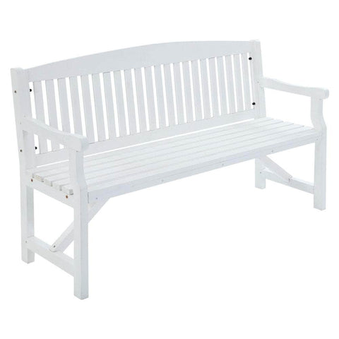 5Ft Outdoor Garden Bench Wooden 3 Seat Chair Patio Furniture White