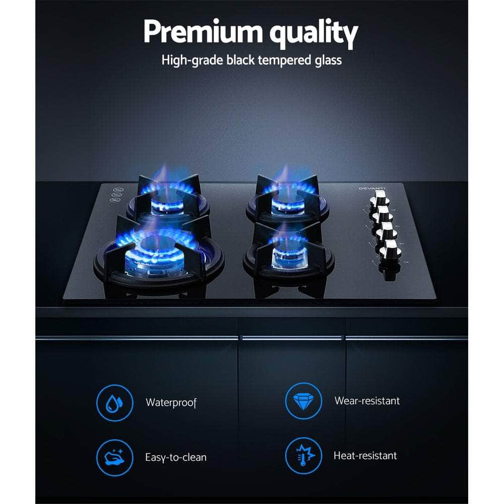 Gas Cooktop 60Cm Stove Hob Black