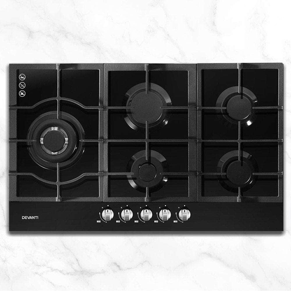 Gas Cooktop 90Cm 5 Burner Black