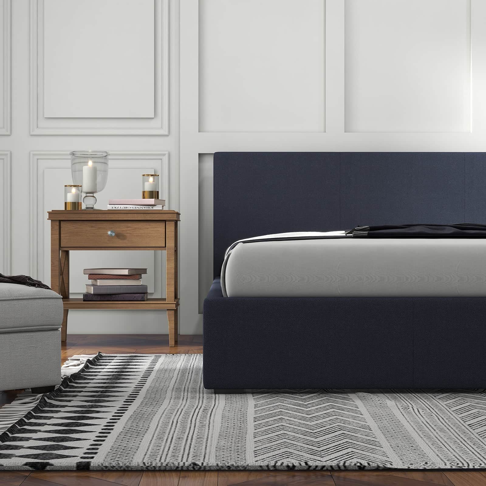 Gas Lift Storage Bed with Headboard Charcoal Double