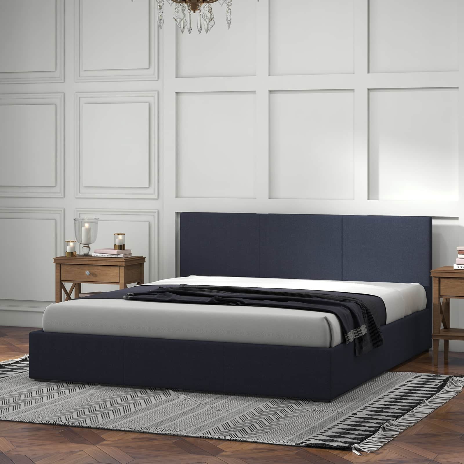Gas Lift Storage Bed with Headboard Charcoal Double