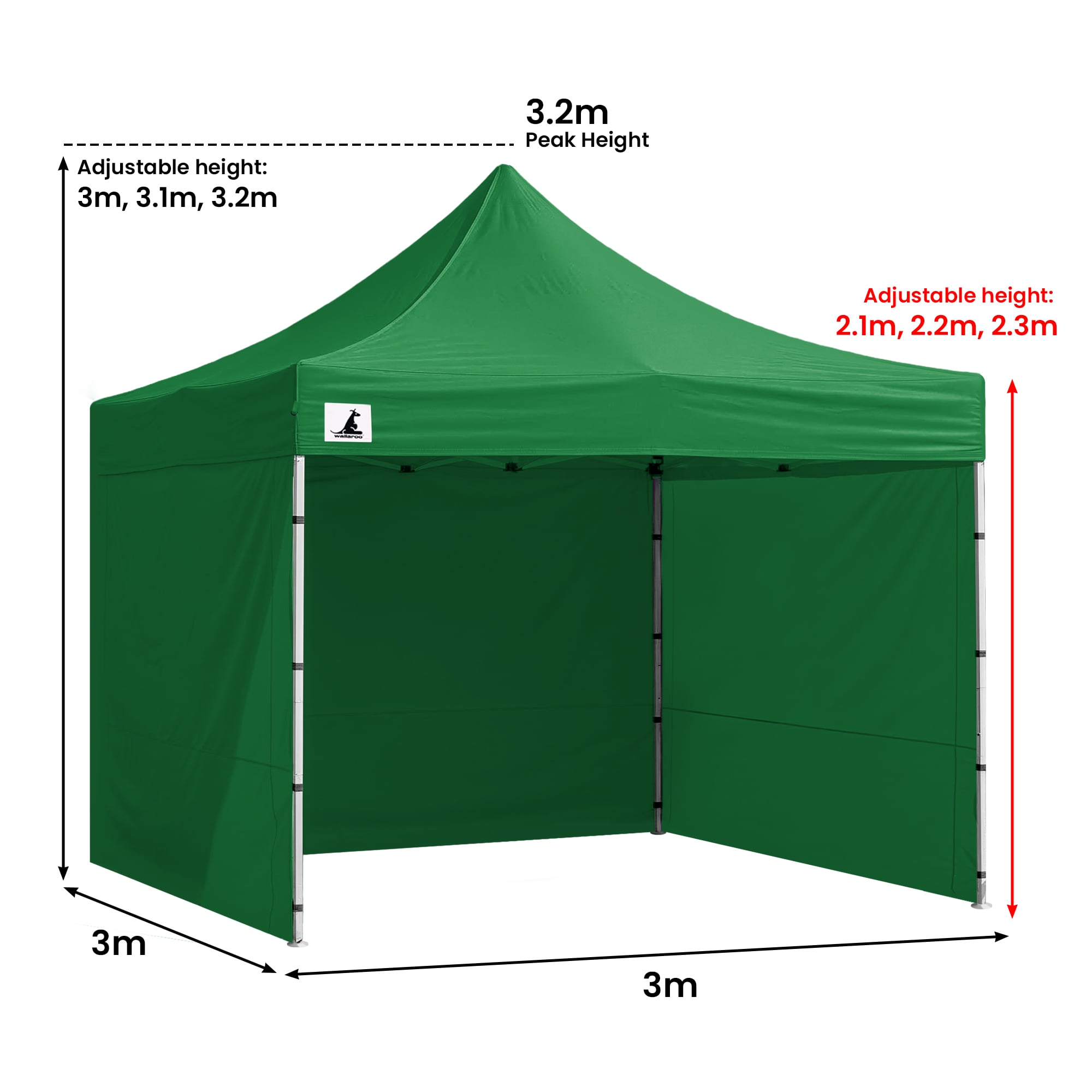 PopUp Gazebo Green 3x3m 3x3cm
