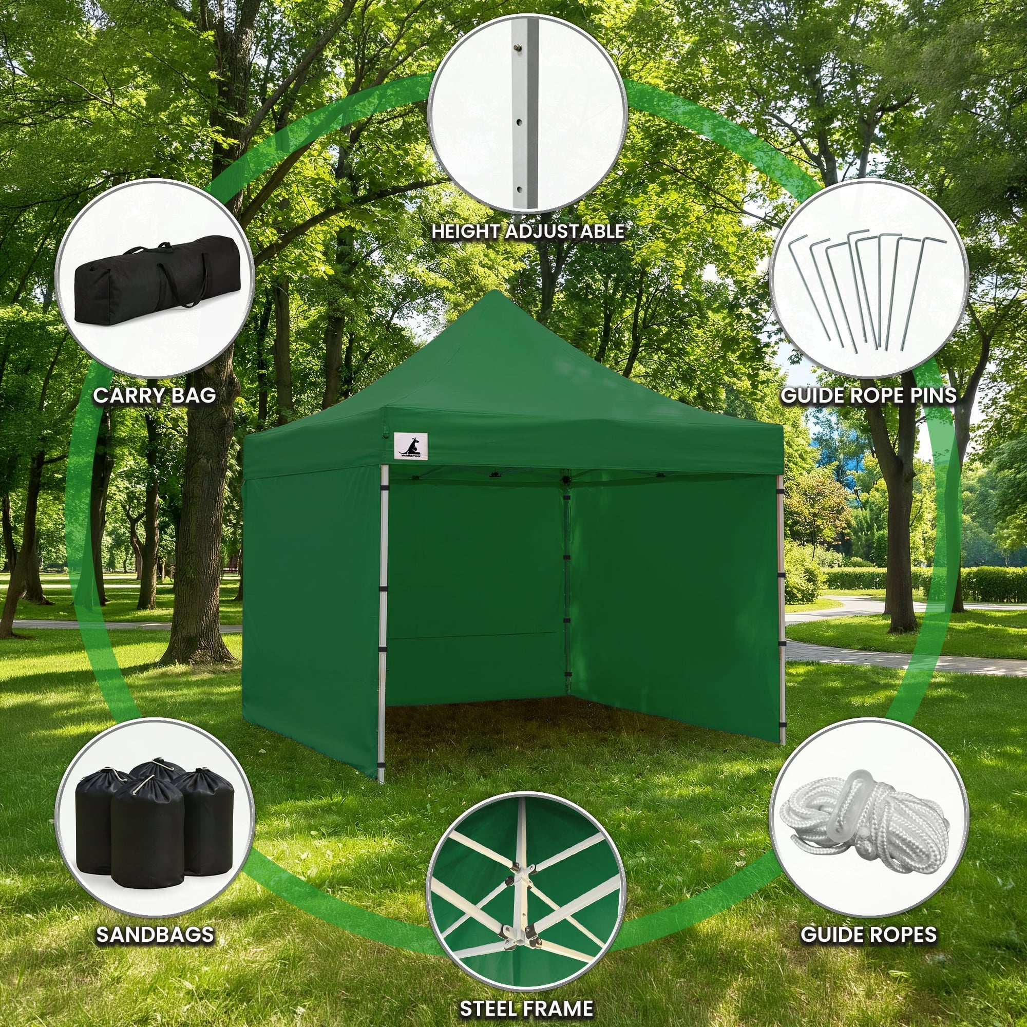 PopUp Gazebo Green 3x3m 3x3cm