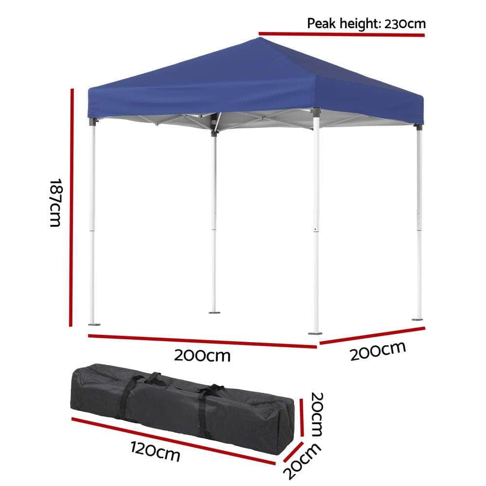 Gazebo 2x2m Outdoor Patio Garden Marquee Shade Blue/Grey