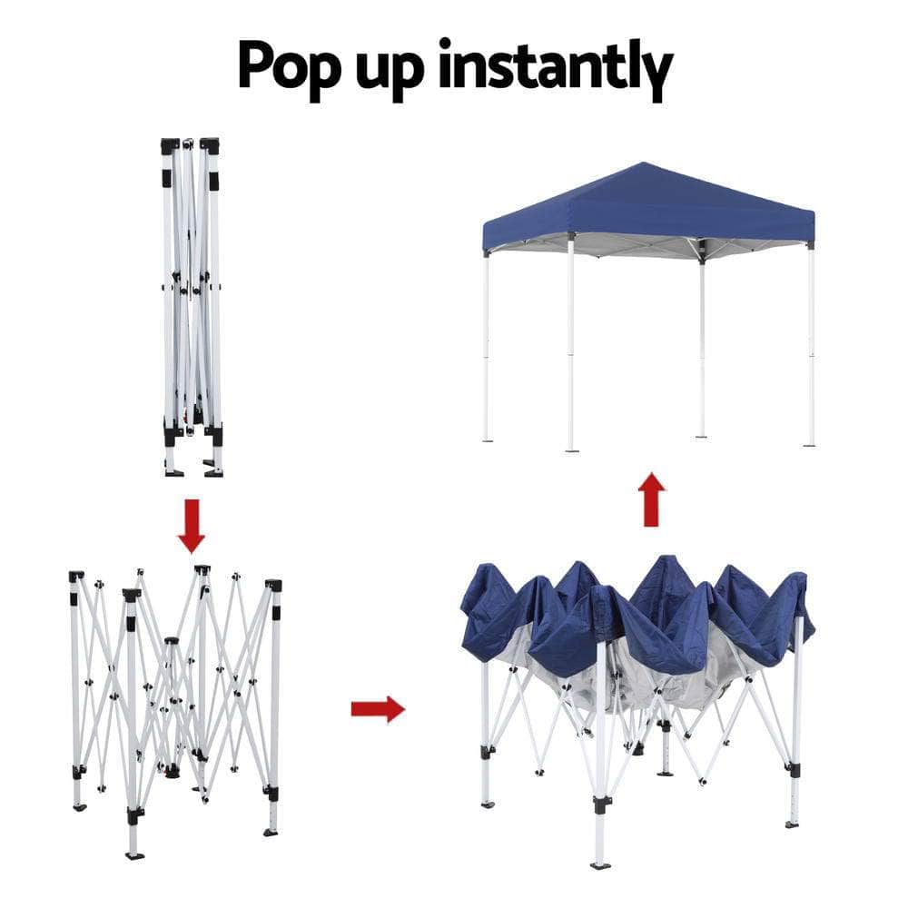 Gazebo 2x2m Outdoor Patio Garden Marquee Shade Blue/Grey