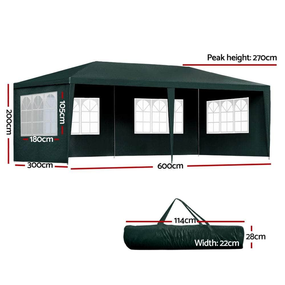 Gazebo 3x6 Outdoor Marquee Gazebos Wedding Party Camping Tent 4 Wall Panels