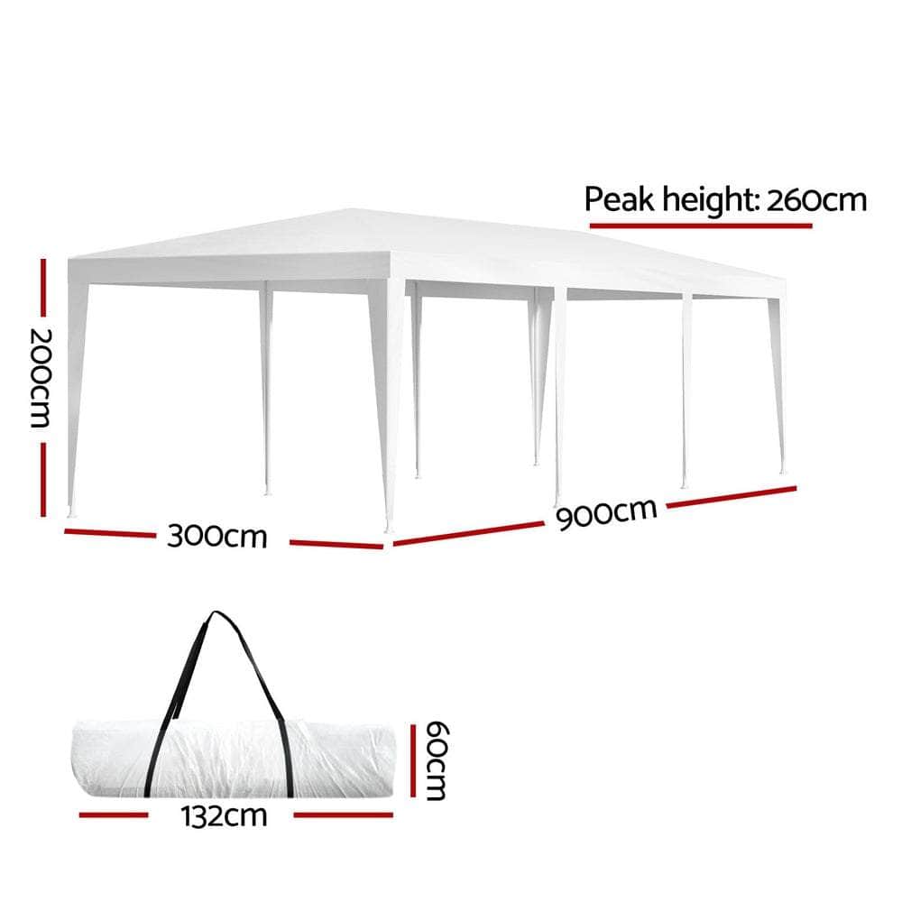 Gazebo 3x9 Wedding Party Marquee Tent Outdoor Event Camping Shade White