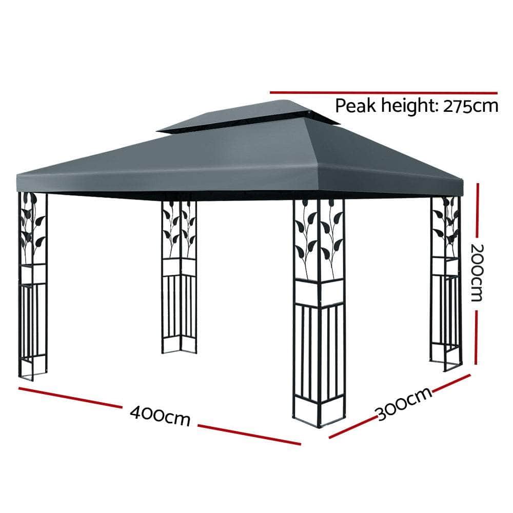 Gazebo 4X3M Party Marquee Outdoor Wedding Event Tent Iron Canopy