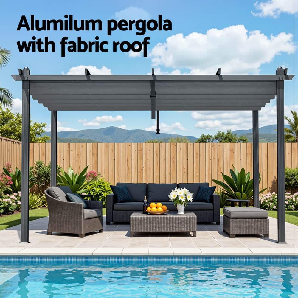 Gazebo Outdoor Garden Pergola Aluminium Frame Adjustable Canopy 3x4m Grey