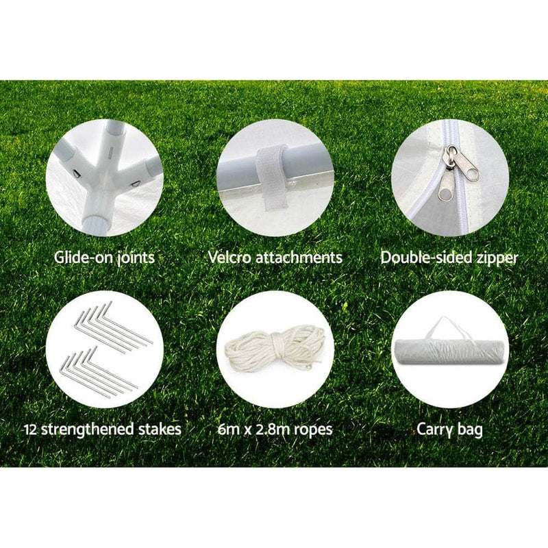 Gazebo Outdoor Marquee Wedding Gazebos Party Tent Camping White 3X6M