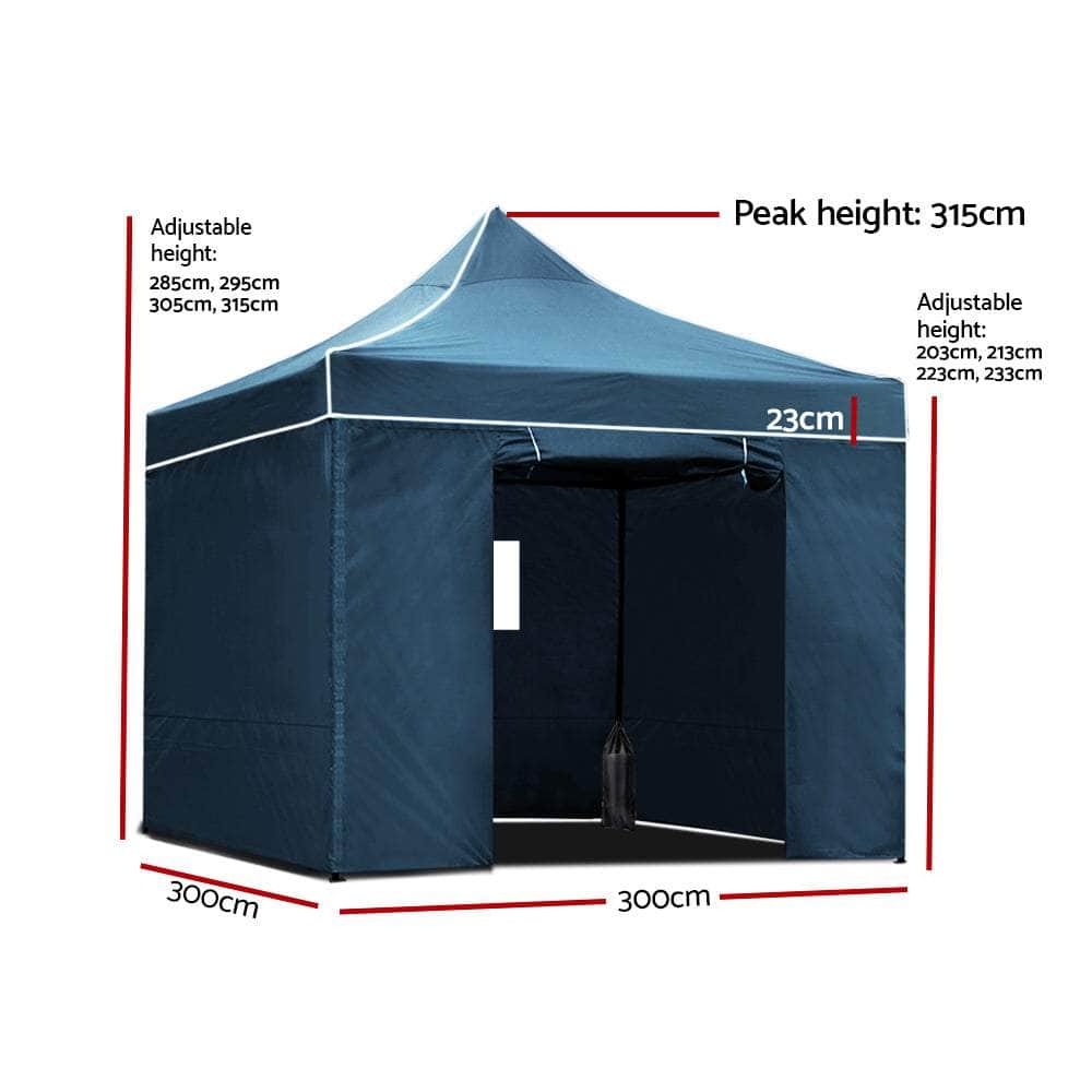 Gazebo Pop Up Marquee 3x3 Folding Wedding Tent Gazebos Shade