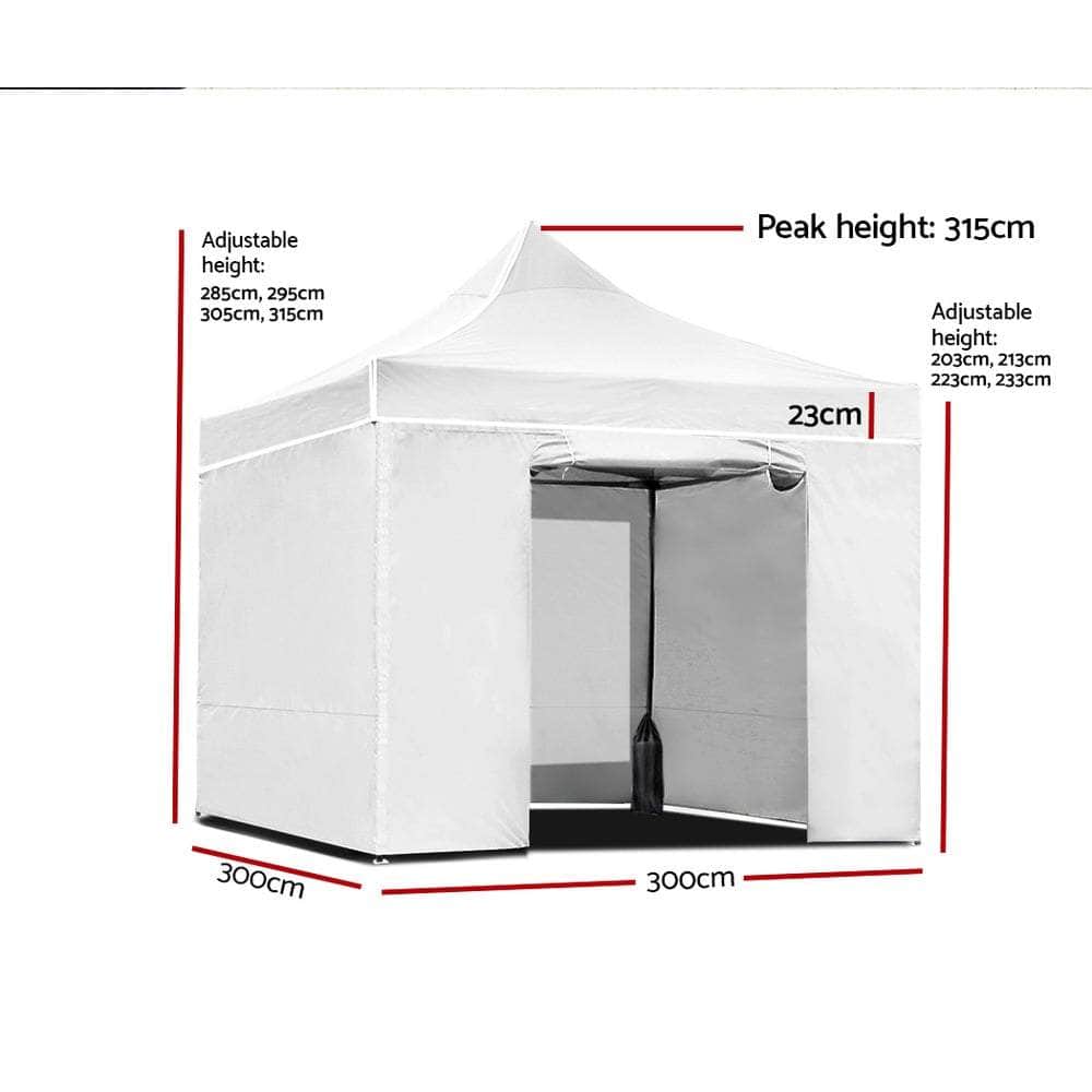 Gazebo Pop Up Marquee 3x3 Folding Wedding Tent Gazebos Shade White