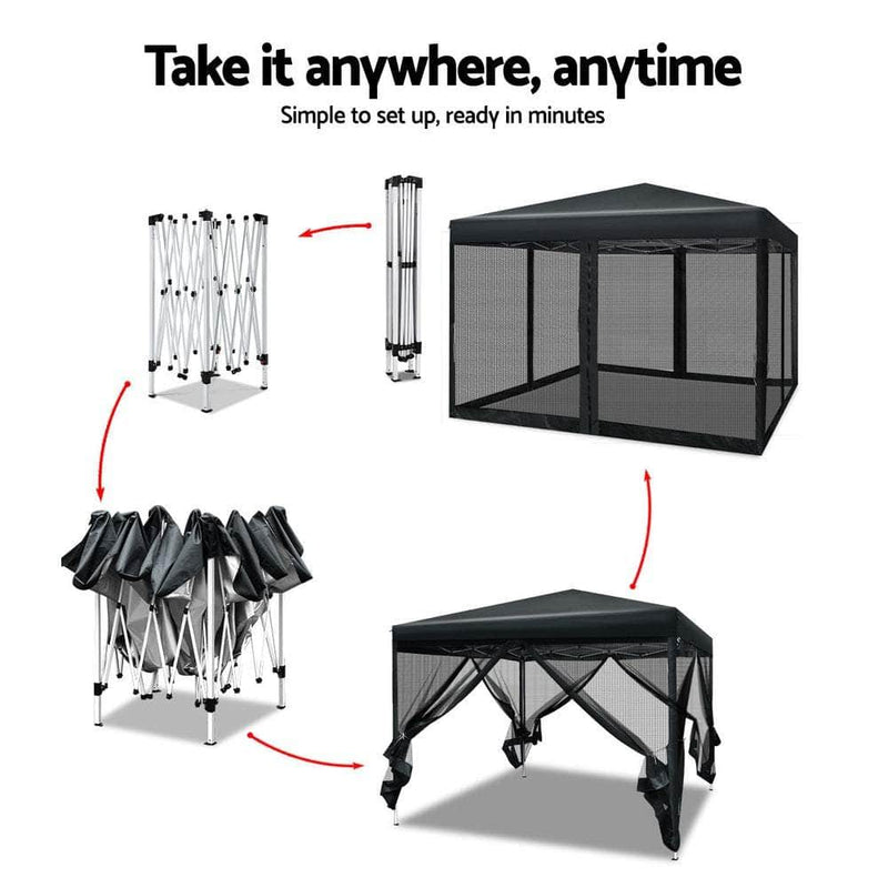 Canopies & Gazebos - Pop Up 3X3M Wedding Party Tent - Black