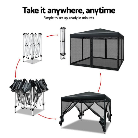 Pop Up 3X3M Wedding Party Tent - Black