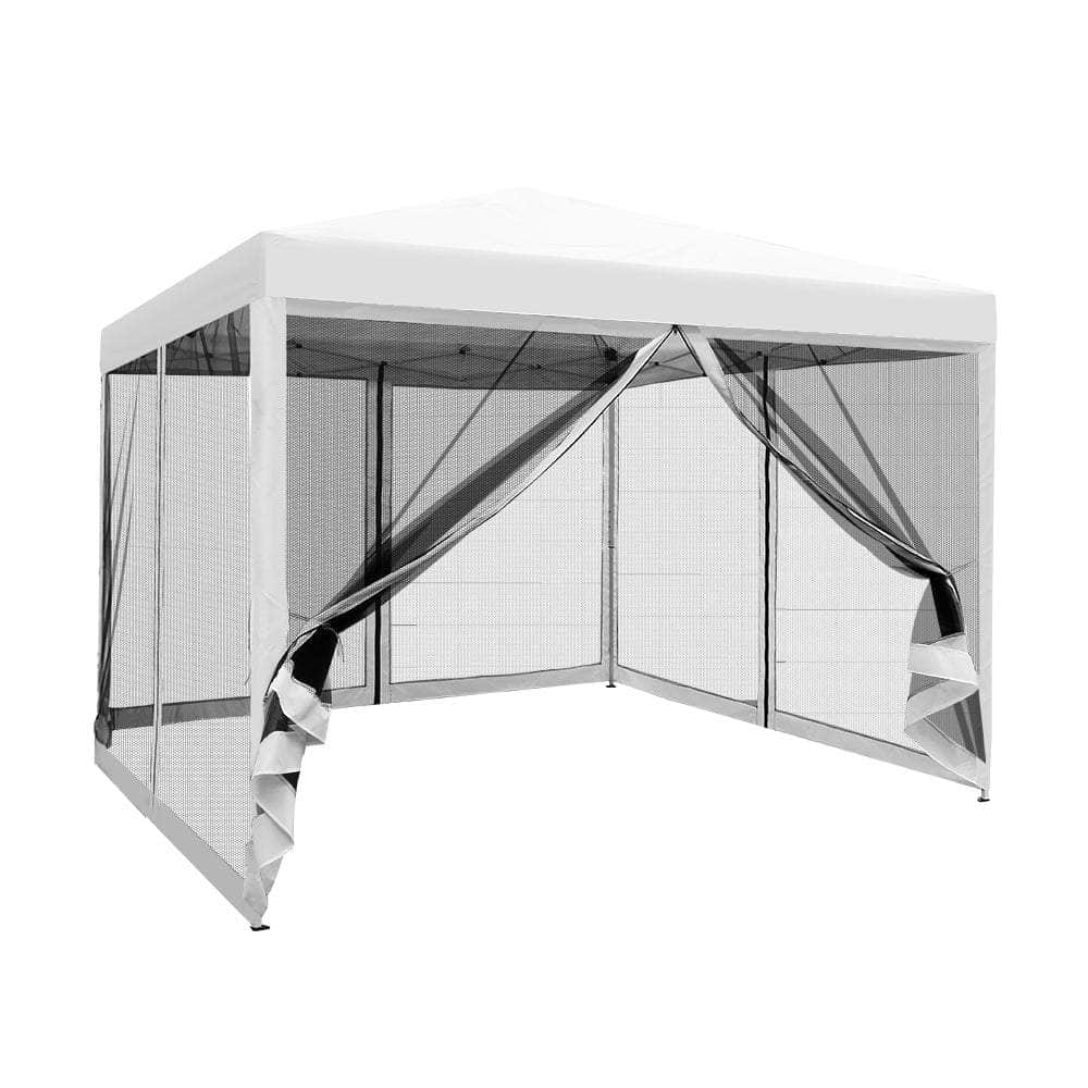 Gazebo Pop Up Marquee 3x3 Wedding Side Mesh Wall Outdoor Gazebos White