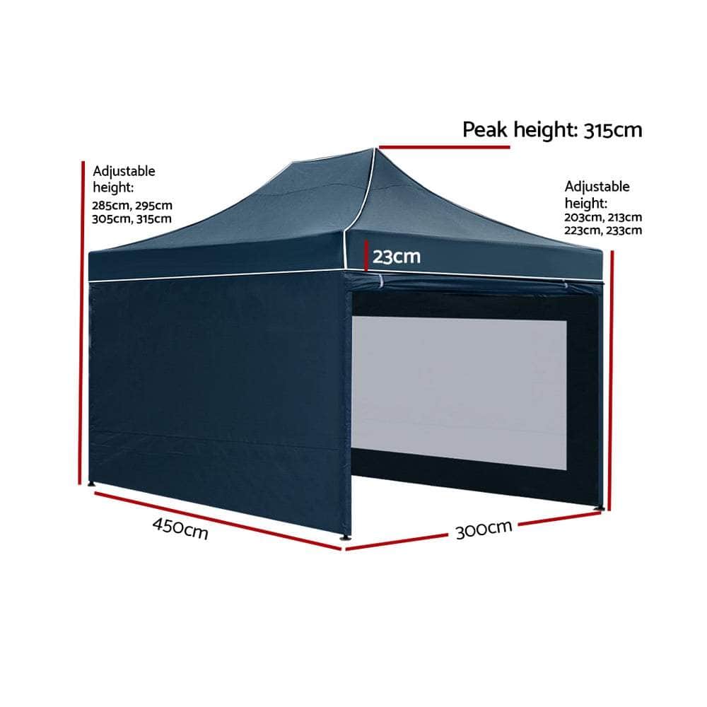 Gazebo Pop Up Marquee 3x4.5 Folding Wedding Tent Gazebos Shade Navy