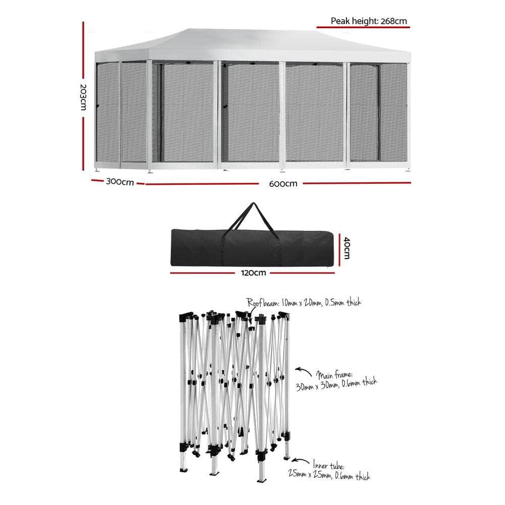 Gazebo Pop Up Marquee 3x6 Outdoor Wedding Mesh Side Wall
