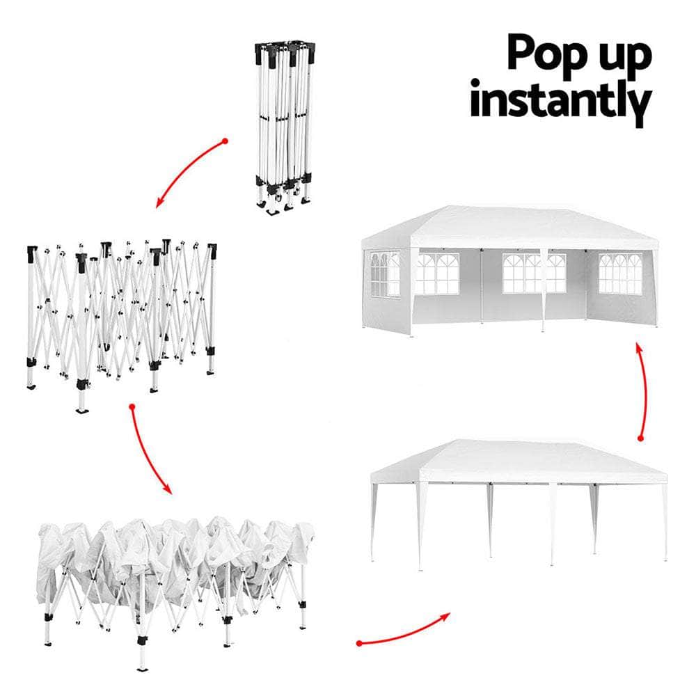 Gazebo Pop Up Marquee 3x6m Wedding Party Outdoor Tent White