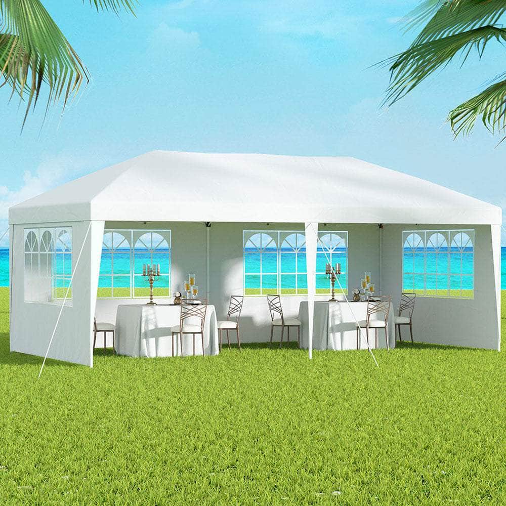 Gazebo Pop Up Marquee 3x6m Wedding Party Outdoor Tent White