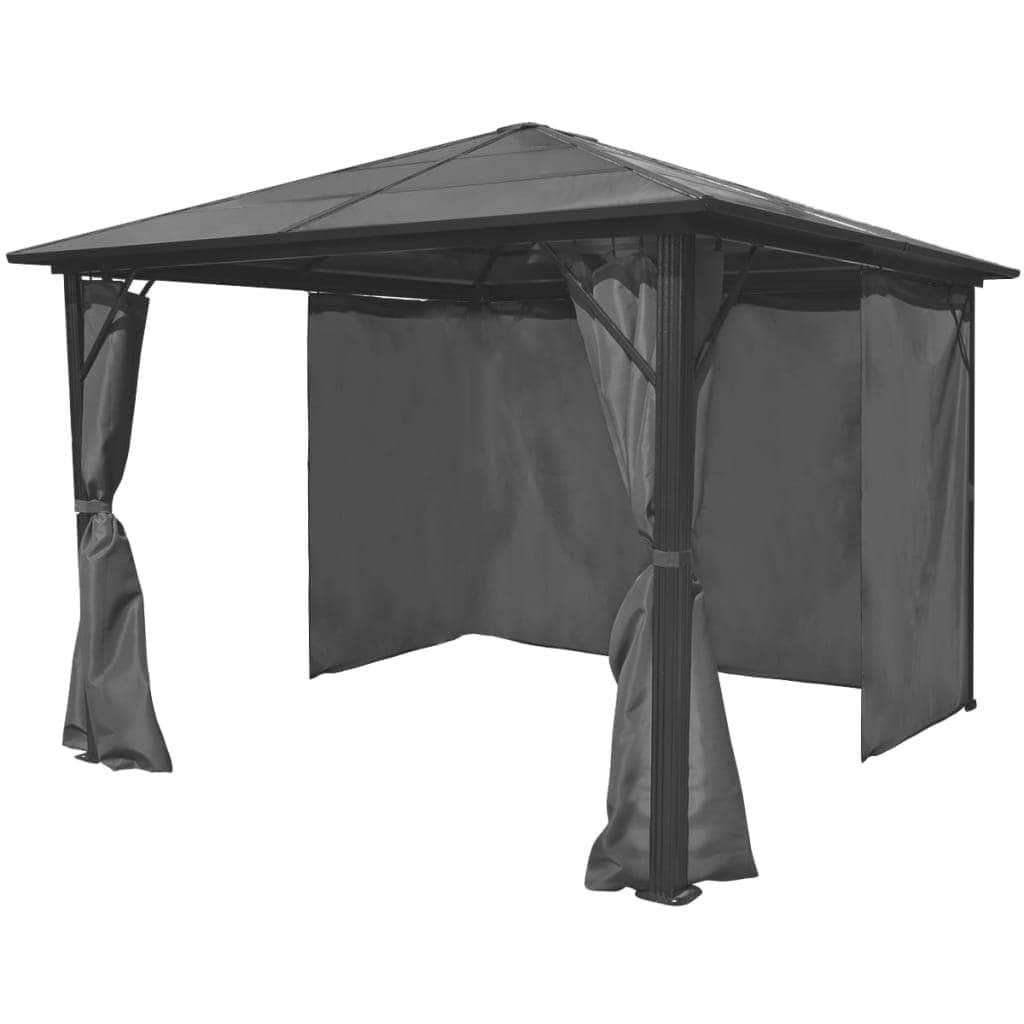Gazebo with Curtain Anthracite Aluminium